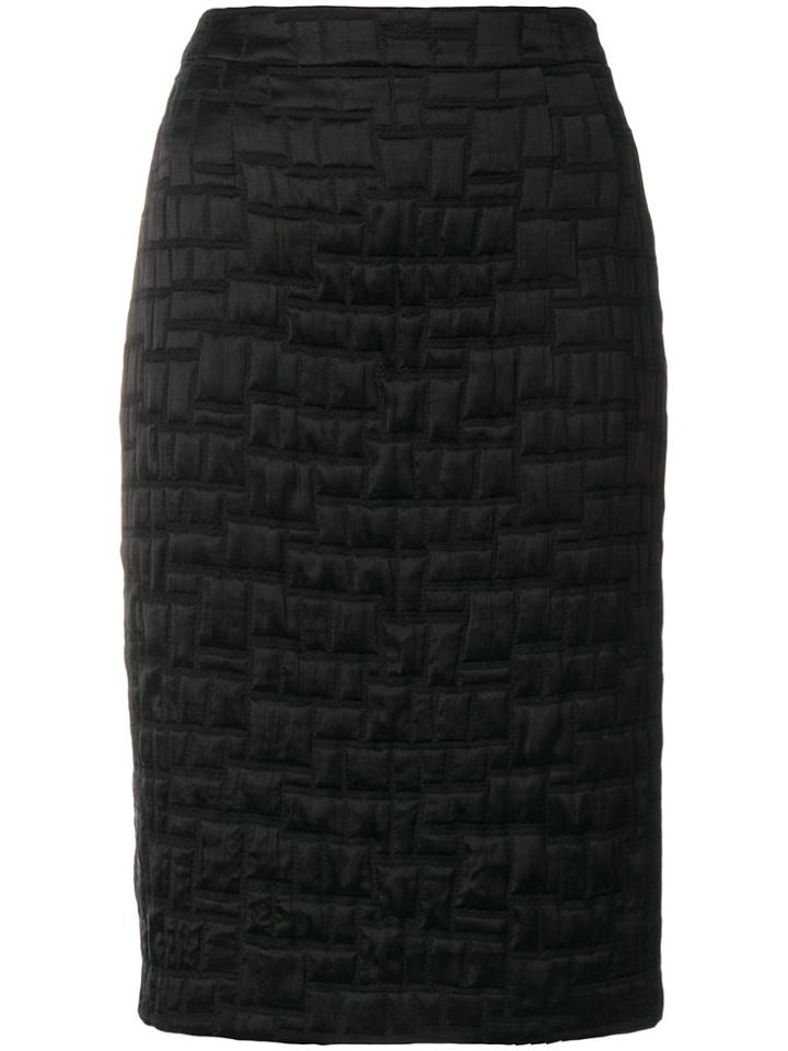 Talbot Runhof Textured Pencil Skirt - Black