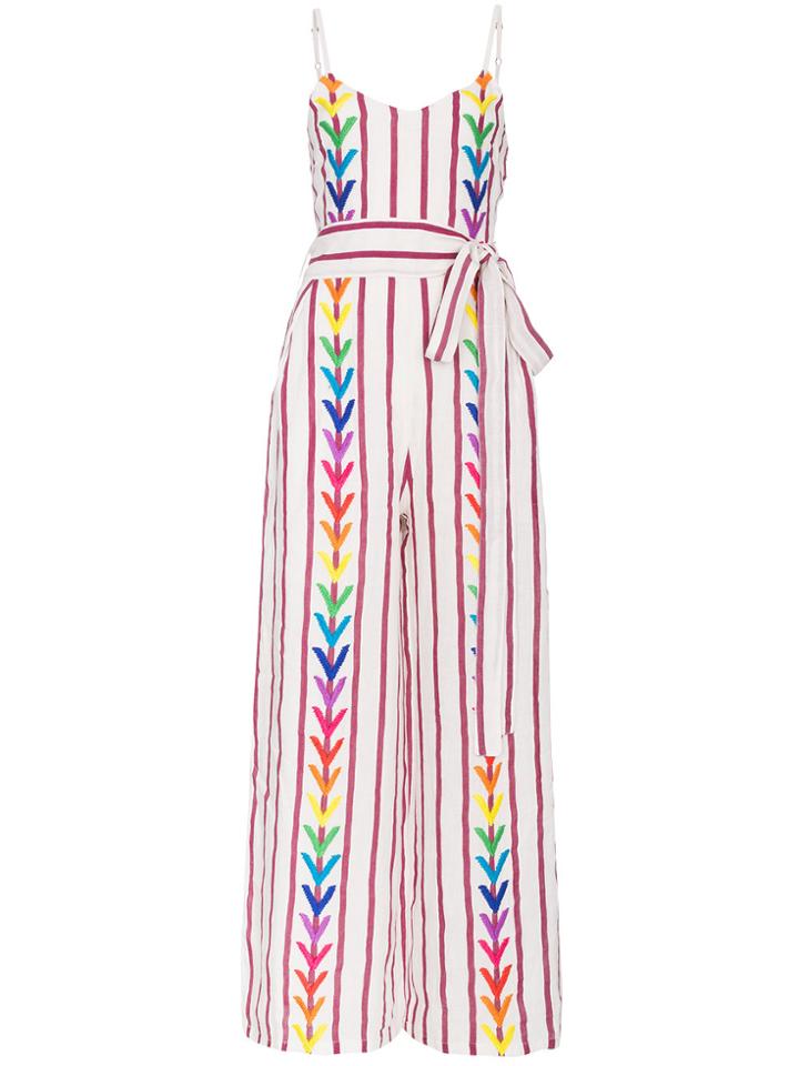 All Things Mochi Lisa Embroidered Wide Leg Jumpsuit - Nude & Neutrals