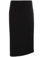 Poiret Asymmetric Hem Midi Pencil Skirt - Black
