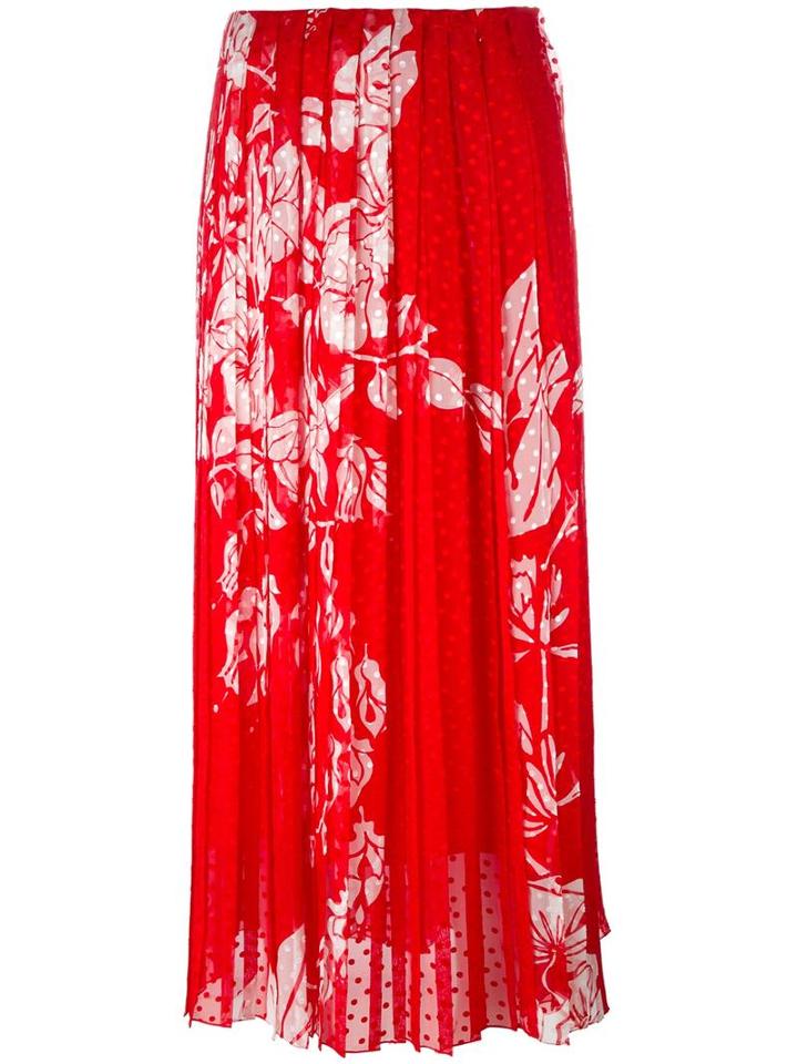 Fendi Printed Plumetis-chiffon Maxi Skirt, Women's, Size: 38, Red, Silk/viscose