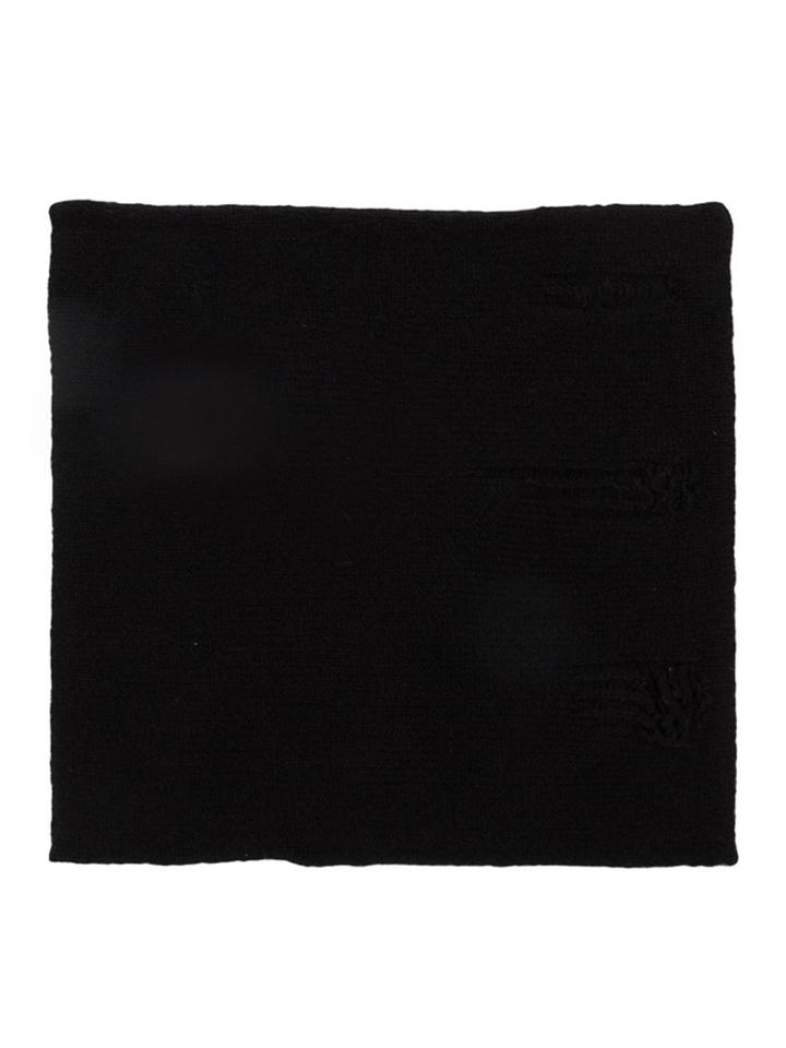 Label Under Construction Distressed Knit Beanie, Men's, Black, Silk/angora/cashmere/wool