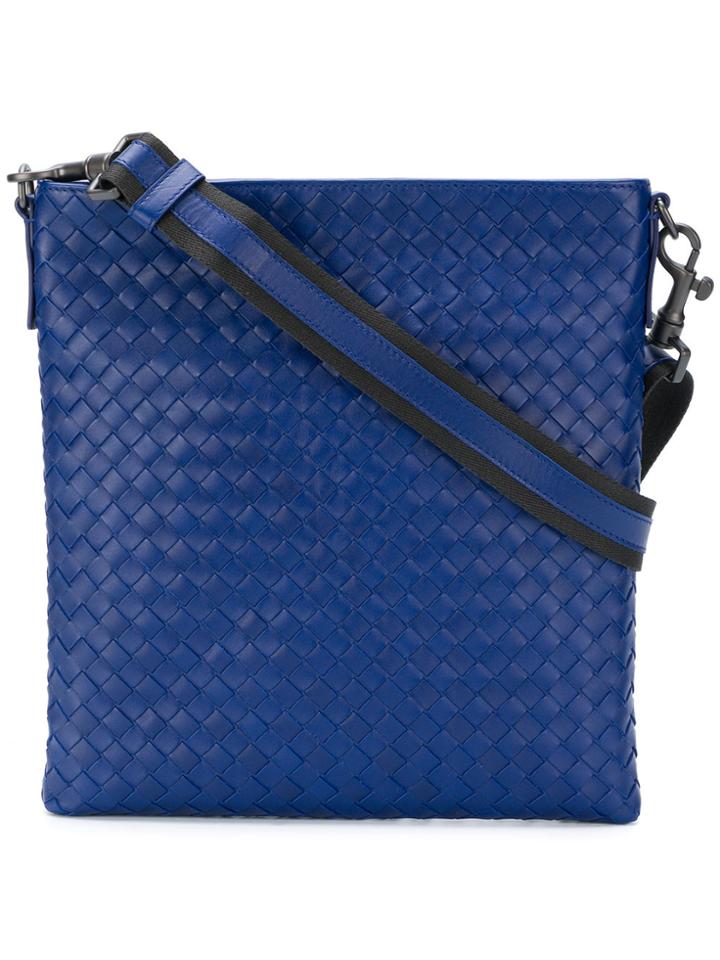Bottega Veneta Cobalt Blue Intrecciato Small Messenger Bag
