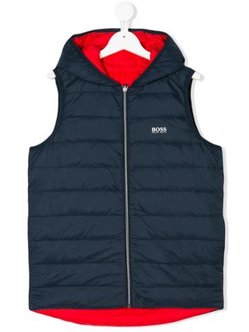 Boss Kids - Hooded Gilet - Kids - Feather Down/polyamide - 14 Yrs, Red