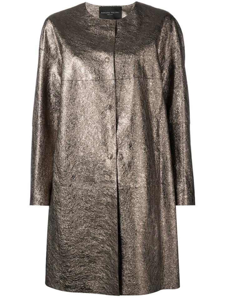 Fabiana Filippi Metallic Single-breasted Coat - Gold