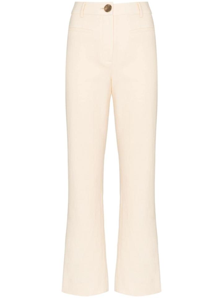 Rejina Pyo Cropped Kick Flare Wool Trousers - White