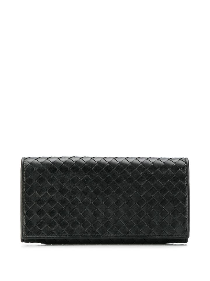 Bottega Veneta Foldover Long Wallet - Black