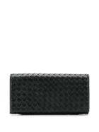 Bottega Veneta Foldover Long Wallet - Black