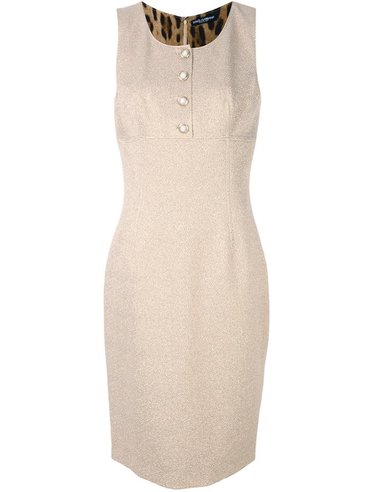 Dolce & Gabbana Vintage Fitted Buttoned Dress - Nude & Neutrals