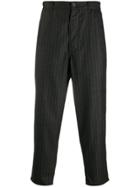 Comme Des Garçons Shirt Pinstripe Cropped Trousers - Grey