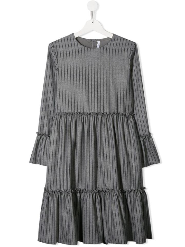 Il Gufo Striped Midi Dress - Grey