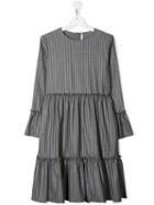Il Gufo Striped Midi Dress - Grey