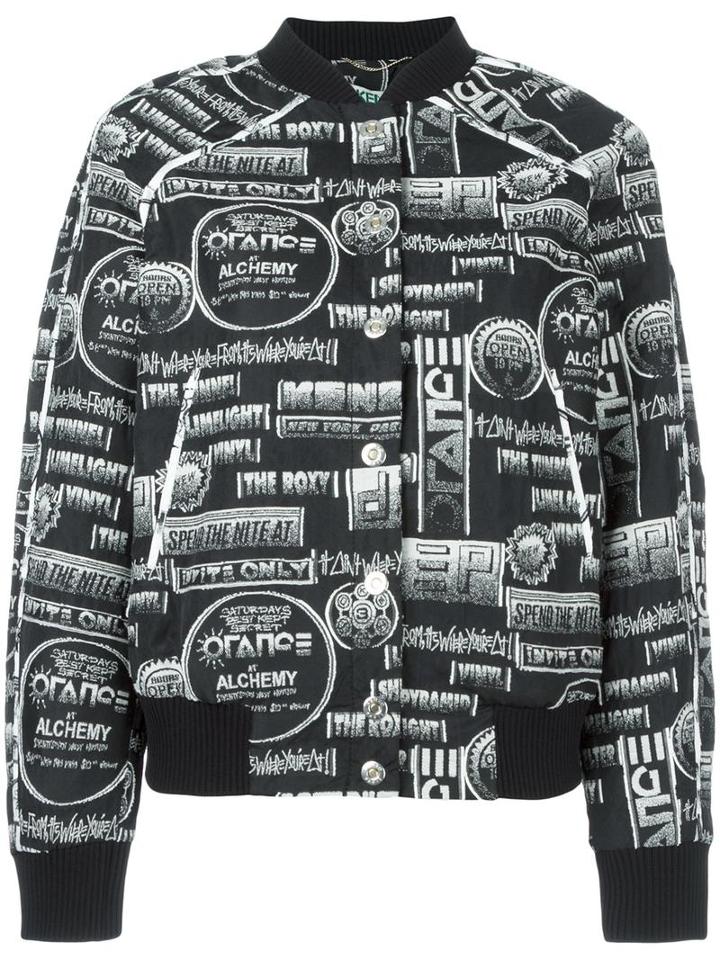Kenzo Printed Bomber Jacket, Women's, Size: Medium, Black, Cotton/polyester/acrylic/cotton