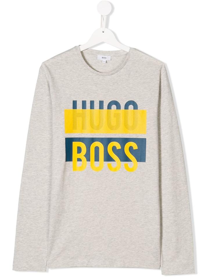 Boss Kids Teen Logo Long Sleeved T-shirt - Grey