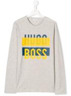 Boss Kids Teen Logo Long Sleeved T-shirt - Grey