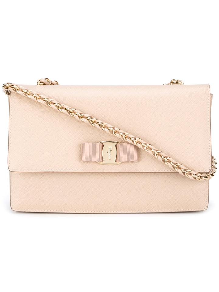 Salvatore Ferragamo - Embellished Shoulder Bag - Women - Leather - One Size, Nude/neutrals, Leather