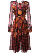 Preen By Thornton Bregazzi 'daphne' Check Printed Dress, Women's, Size: Small, Red, Polyester/silk