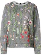 Odeeh Floral Embroidery Quilted Sweatshirt - Grey