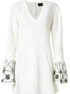 Andrea Bogosian - Embroidered Flare Dress - Women - Polyester/spandex/elastane/viscose - M, White, Polyester/spandex/elastane/viscose