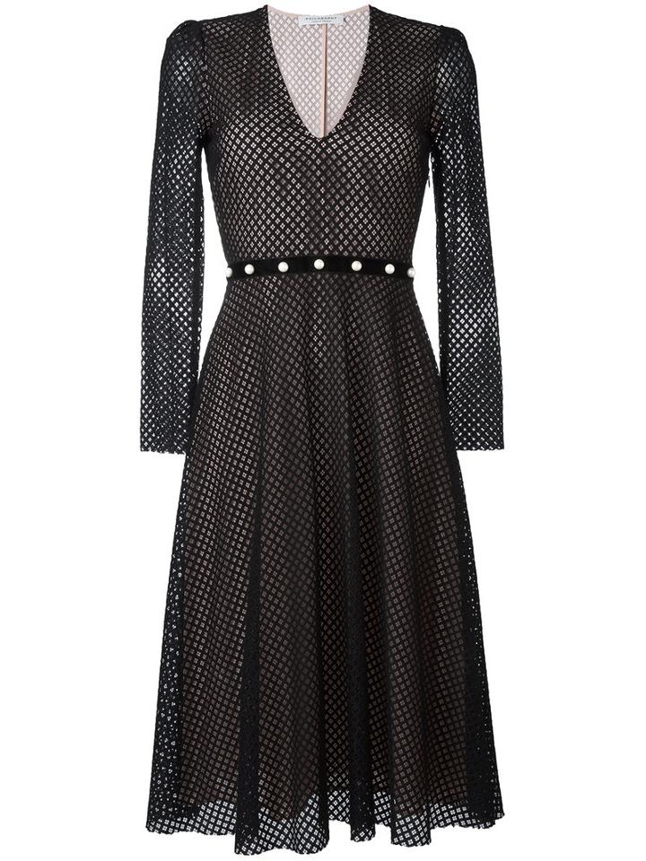 Philosophy Di Lorenzo Serafini V-neck Flared Dress, Women's, Size: 42, Black, Cotton/polyamide/polyester