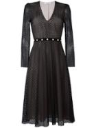 Philosophy Di Lorenzo Serafini V-neck Flared Dress, Women's, Size: 42, Black, Cotton/polyamide/polyester