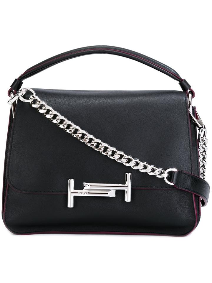 Tod's Logo Plaque Tote, Women's, Black