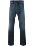Diesel Straight Leg Jeans, Men's, Size: 36, Blue, Cotton/calf Leather/polyester/spandex/elastane