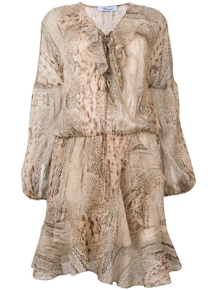 Blumarine Snakeskin Print Mini Dress - Neutrals
