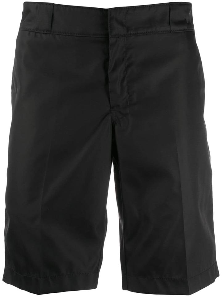 Prada Logo Plaque Tailored Shorts - Black
