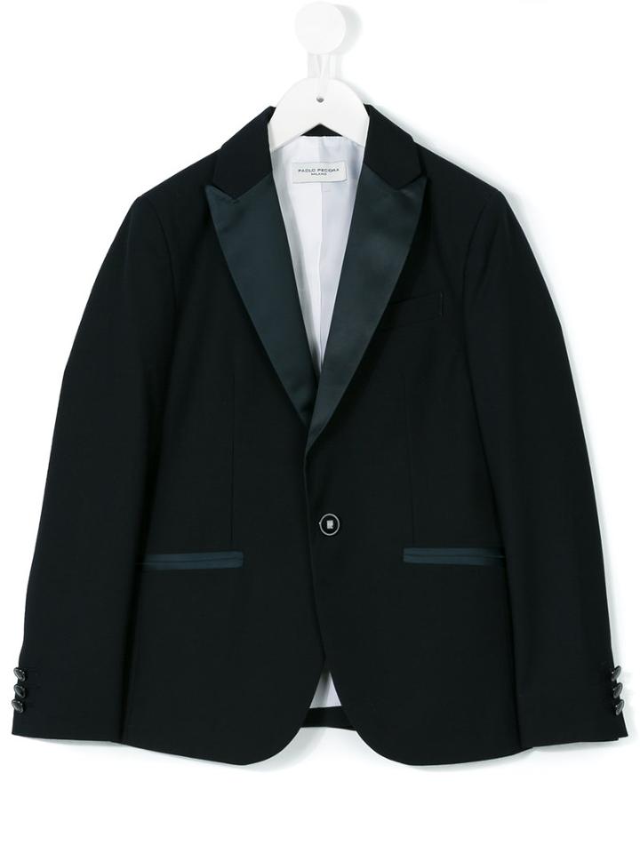 Paolo Pecora Kids - Satin Lapel Formal Blazer - Kids - Polyester/viscose - 11 Yrs, Blue