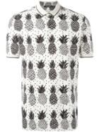Dolce & Gabbana Pineapple Print Polo Shirt, Men's, Size: 52, Nude/neutrals, Cotton