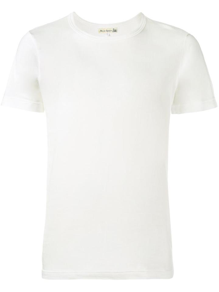 Merz B. Schwanen Round Neck T-shirt, Men's, Size: Large, White, Cotton