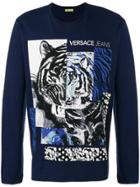 Versace Jeans Tiger Print Sweatshirt - Blue
