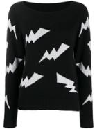 P.a.r.o.s.h. Intarsia Lightning Sweater - Black