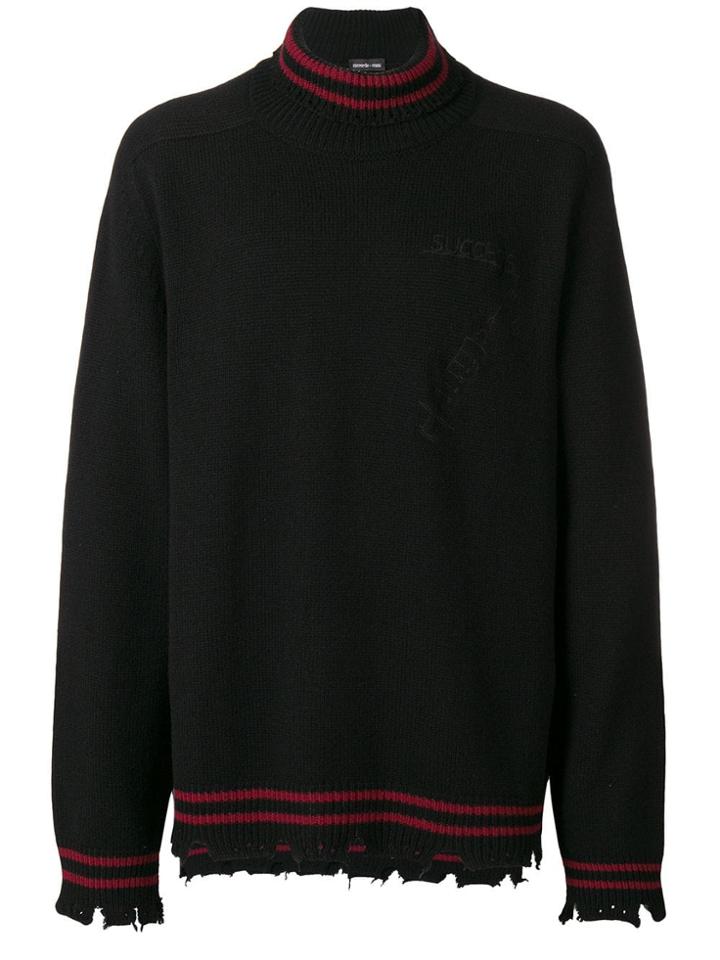 Riccardo Comi Frayed Hem Turtleneck Sweater - Black
