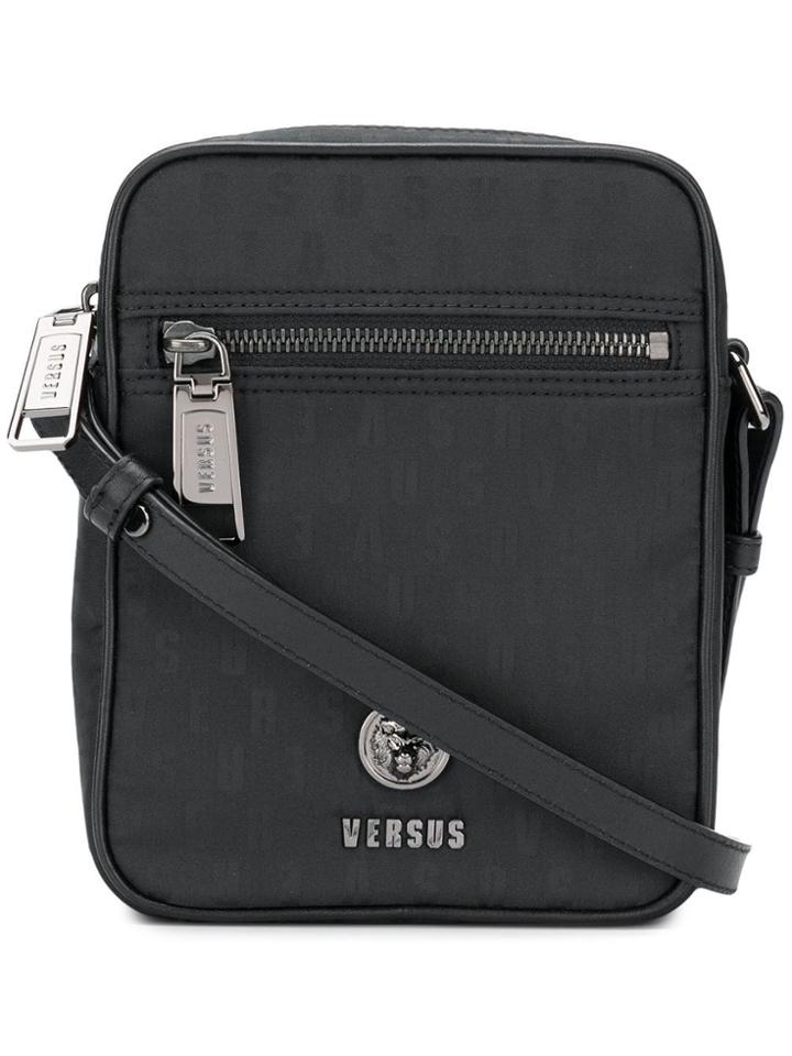 Versus Logo Print Messenger Bag - Black