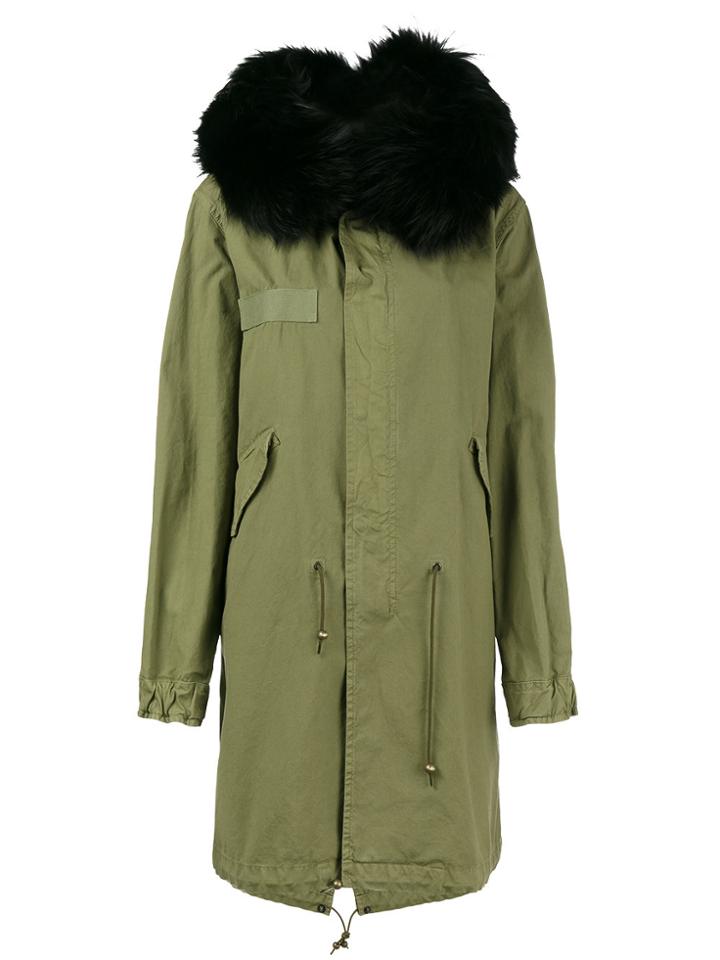 Mr & Mrs Italy Green Black Fur Trimmed Parka