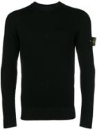 Stone Island Ribbed Crew Neck Sweater - Black