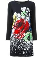 Boutique Moschino Floral Print Jersey Dress, Women's, Size: 42, Black, Polyester/other Fibers