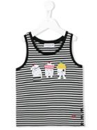 Rykiel Enfant Cat Print Striped Tank Top, Girl's, Size: 6 Yrs, White