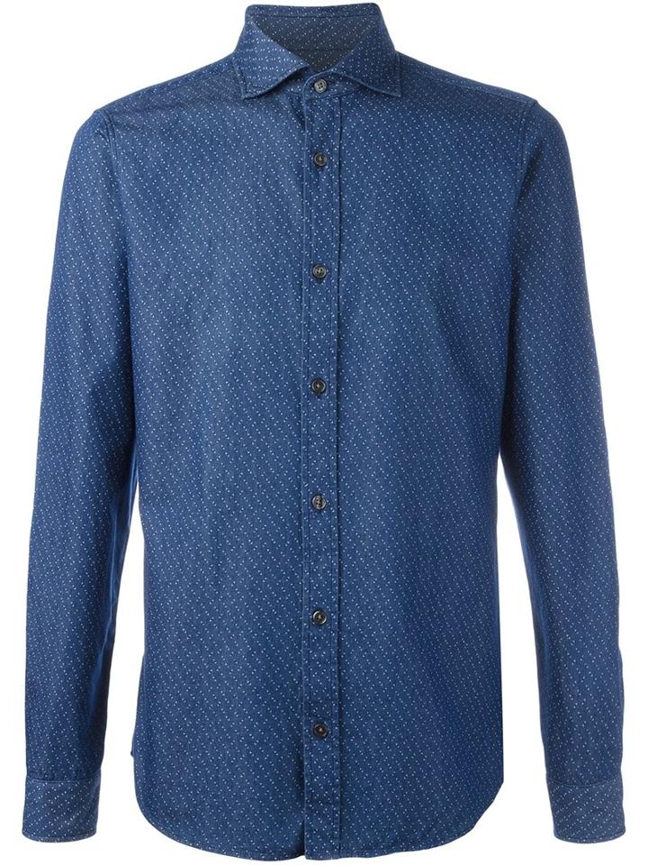 Z Zegna Micro Print Chambray Shirt