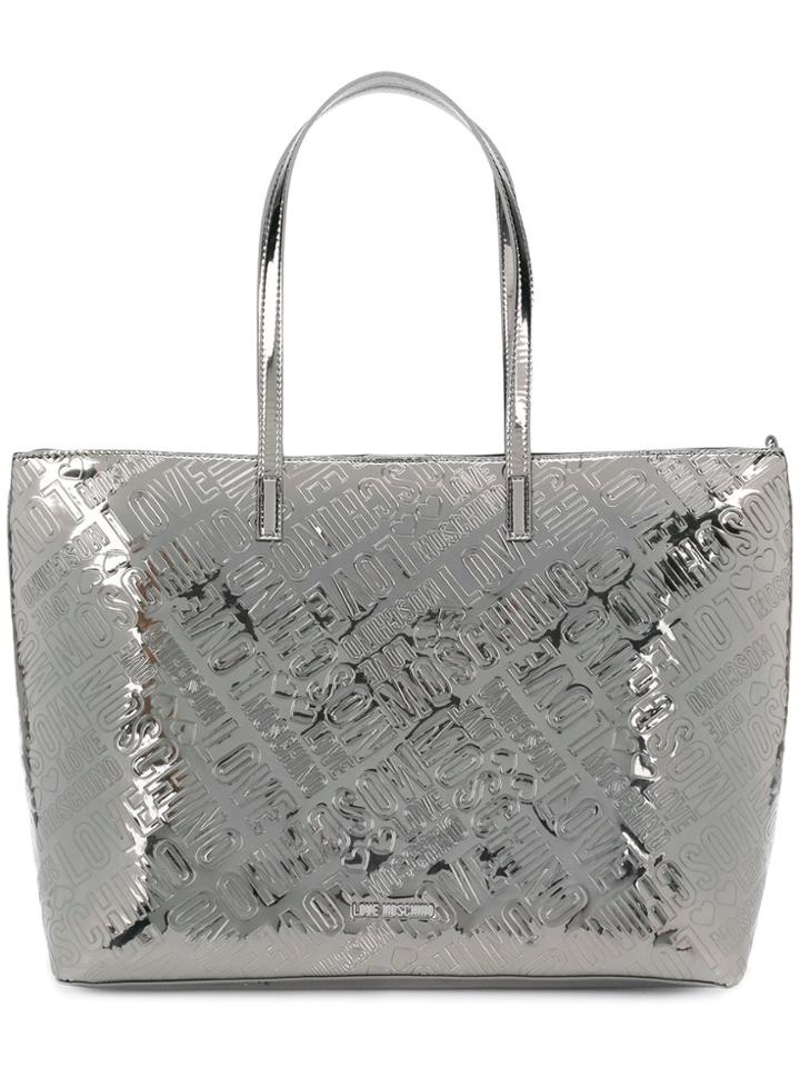 Love Moschino Embossed Logo Tote Bag - Metallic