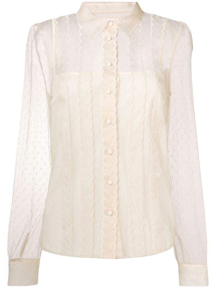 Red Valentino Lace Long Sleeve Blouse - Nude & Neutrals