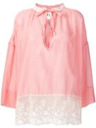 Semicouture Lace Insert Blouse - Pink