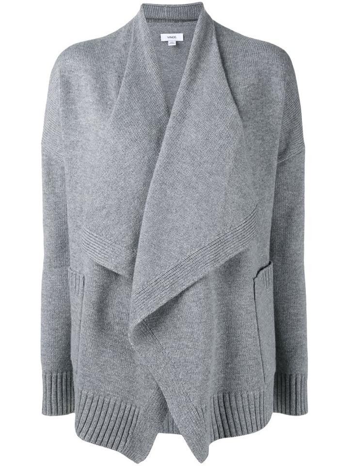 Vince Draped Front Cardigan, Women's, Size: Small, Grey, Cashmere/wool