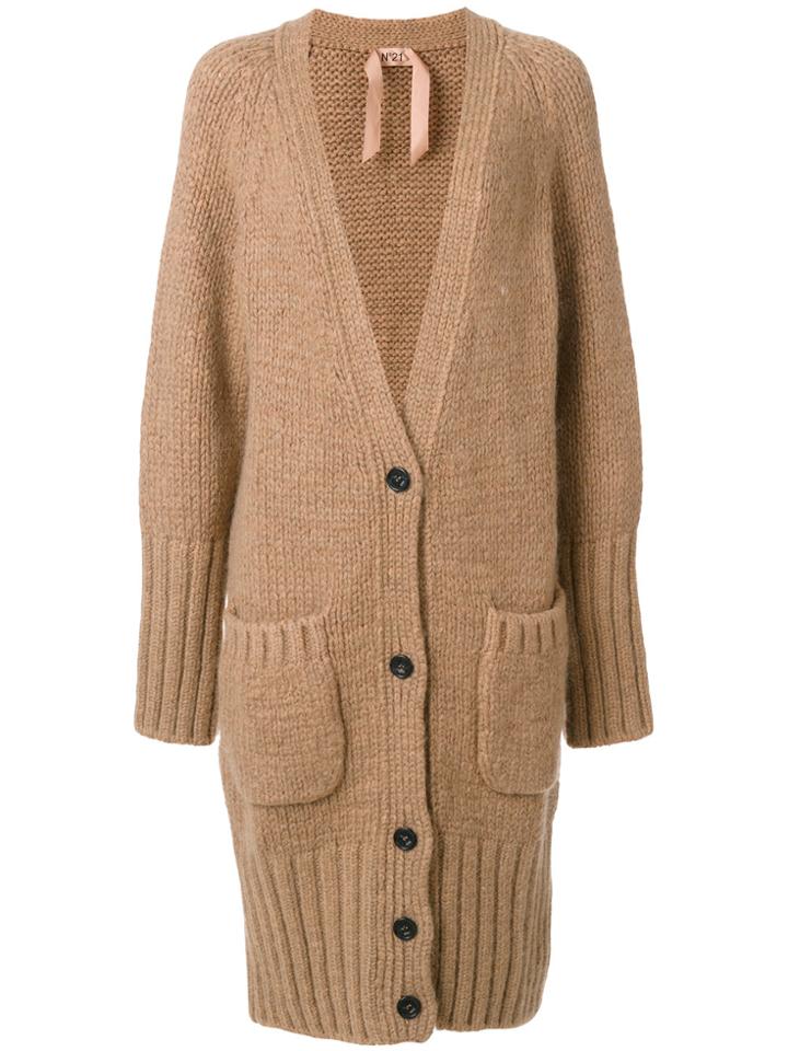 No21 Chunky Knit Button-up Cardigan - Brown