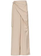 Low Classic High Waisted Wrap Wool Blend Trousers - Brown
