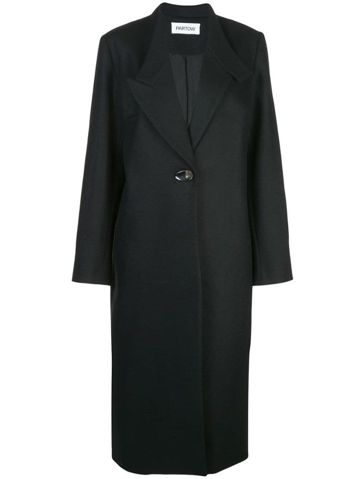 Partow Oversized Collar Button Coat - Black