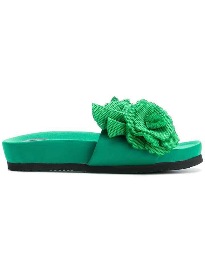 Suecomma Bonnie Floral Embellished Slides - Green