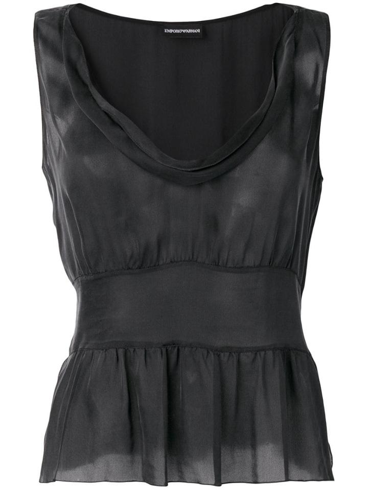 Giorgio Armani Vintage 2000's Gathered Blouse - Black