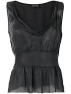 Giorgio Armani Vintage 2000's Gathered Blouse - Black